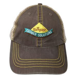 Simplot Baseball Cap Brown Beige OS Strapback Grower Solutions Contrast Mesh Hat